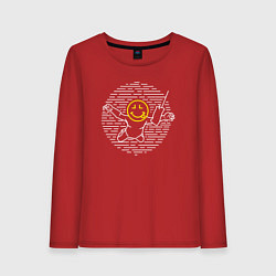 Лонгслив хлопковый женский Нирвана лого арт, цвет: красный