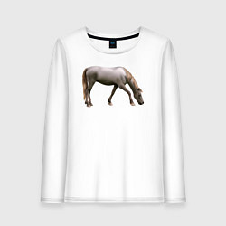 Лонгслив хлопковый женский Креольская лошадь, цвет: белый
