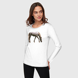 Лонгслив хлопковый женский Креольская лошадь, цвет: белый — фото 2