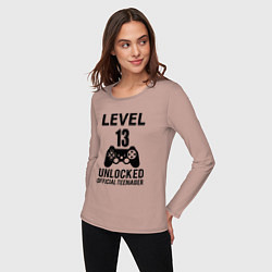 Лонгслив хлопковый женский Level 13 unlocked, цвет: пыльно-розовый — фото 2