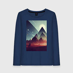 Лонгслив хлопковый женский Геометрические горы, цвет: тёмно-синий