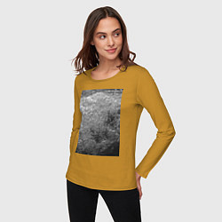 Лонгслив хлопковый женский Чёрные пузыри, цвет: горчичный — фото 2