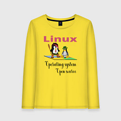 Женский лонгслив Линукс пингвин система