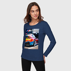 Лонгслив хлопковый женский BMW M Power - motorsport, цвет: тёмно-синий — фото 2