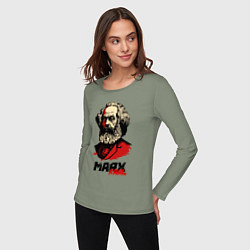 Лонгслив хлопковый женский Karl Marx - 3 цвета, цвет: авокадо — фото 2