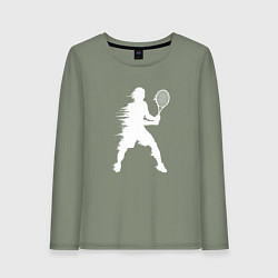 Лонгслив хлопковый женский Белый силуэт теннисиста, цвет: авокадо