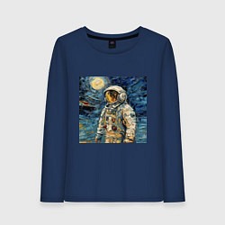 Женский лонгслив Космонавт на луне в стиле Ван Гог