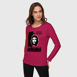 Лонгслив хлопковый женский Эрнесто Че Гевара и революция, цвет: маджента — фото 2