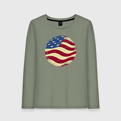 Лонгслив хлопковый женский Flag USA, цвет: авокадо