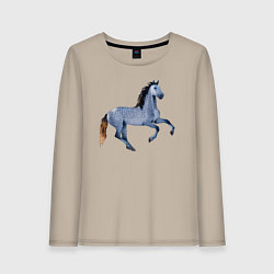 Лонгслив хлопковый женский Андалузская лошадь, цвет: миндальный