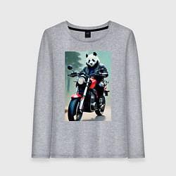 Лонгслив хлопковый женский Panda - cool biker, цвет: меланж