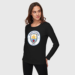 Лонгслив хлопковый женский Manchester City FC, цвет: черный — фото 2