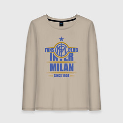 Лонгслив хлопковый женский Inter Milan fans club, цвет: миндальный