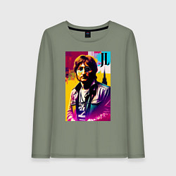 Лонгслив хлопковый женский John Lennon - world legend, цвет: авокадо