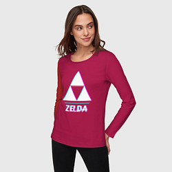 Лонгслив хлопковый женский Zelda в стиле glitch и баги графики, цвет: маджента — фото 2