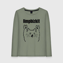 Лонгслив хлопковый женский Limp Bizkit - rock cat, цвет: авокадо