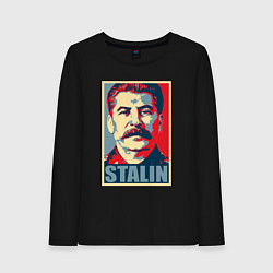 Лонгслив хлопковый женский Stalin USSR, цвет: черный