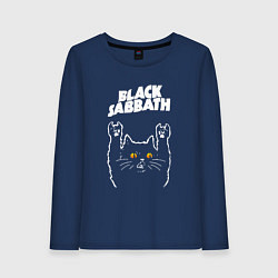 Лонгслив хлопковый женский Black Sabbath rock cat, цвет: тёмно-синий