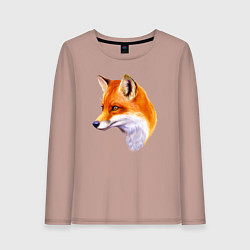Лонгслив хлопковый женский Лиса смотрит, цвет: пыльно-розовый