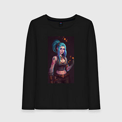 Лонгслив хлопковый женский Arcane league of legends Jinx, цвет: черный