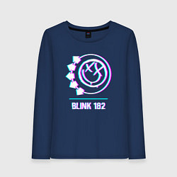 Лонгслив хлопковый женский Blink 182 glitch rock, цвет: тёмно-синий
