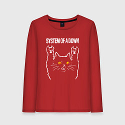 Лонгслив хлопковый женский System of a Down rock cat, цвет: красный