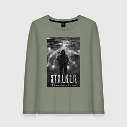 Лонгслив хлопковый женский Stalker thunderstorm, цвет: авокадо