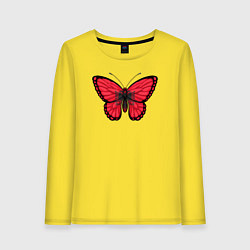 Лонгслив хлопковый женский Албания бабочка, цвет: желтый