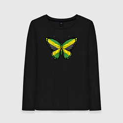 Лонгслив хлопковый женский Ямайка бабочка, цвет: черный