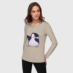 Лонгслив хлопковый женский Пингвин в танце, цвет: миндальный — фото 2