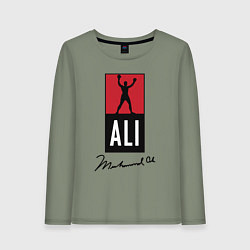 Лонгслив хлопковый женский Muhammad Ali boxer, цвет: авокадо