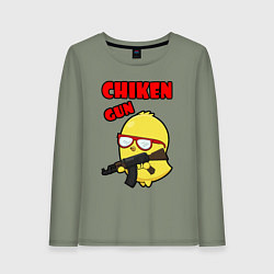 Лонгслив хлопковый женский Chicken machine gun, цвет: авокадо