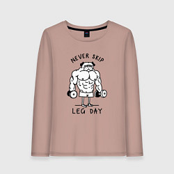 Лонгслив хлопковый женский Не пропускай день ног, цвет: пыльно-розовый