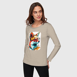 Лонгслив хлопковый женский Wise Fox, цвет: миндальный — фото 2