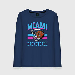 Лонгслив хлопковый женский Basket Miami, цвет: тёмно-синий