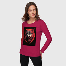 Лонгслив хлопковый женский Red wolf, цвет: маджента — фото 2