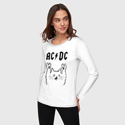 Лонгслив хлопковый женский AC DC - rock cat, цвет: белый — фото 2