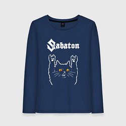 Лонгслив хлопковый женский Sabaton rock cat, цвет: тёмно-синий