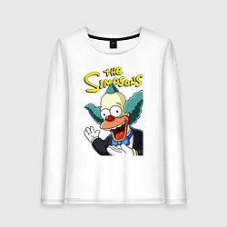 Лонгслив хлопковый женский Krusty the clown, цвет: белый