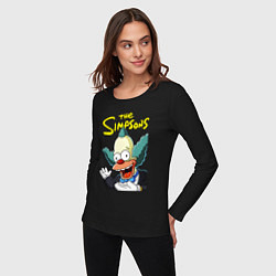 Лонгслив хлопковый женский Krusty the clown, цвет: черный — фото 2