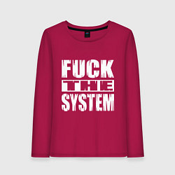 Лонгслив хлопковый женский SoD - f**k the system, цвет: маджента