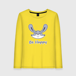 Лонгслив хлопковый женский Кролик be happy, цвет: желтый