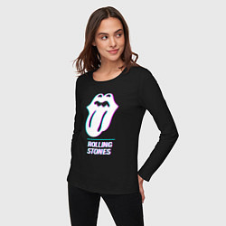 Лонгслив хлопковый женский Rolling Stones glitch rock, цвет: черный — фото 2