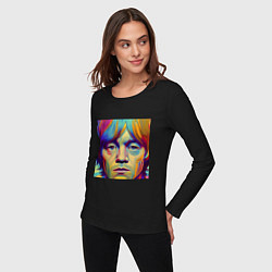 Лонгслив хлопковый женский Brian Jones Digital Portret, цвет: черный — фото 2