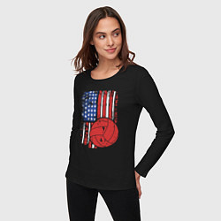 Лонгслив хлопковый женский Volleyball USA, цвет: черный — фото 2