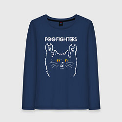 Лонгслив хлопковый женский Foo Fighters rock cat, цвет: тёмно-синий