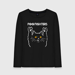 Лонгслив хлопковый женский Foo Fighters rock cat, цвет: черный