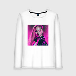 Лонгслив хлопковый женский Blackpink Lisa аниме рисунок, цвет: белый