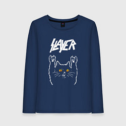 Лонгслив хлопковый женский Slayer rock cat, цвет: тёмно-синий