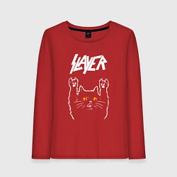 Лонгслив хлопковый женский Slayer rock cat, цвет: красный